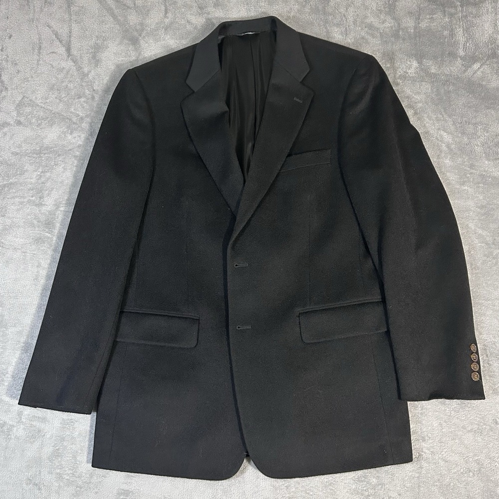 Bill Blass 100% Cashmere Blazer Black 41L Men's Sport Coat‎ Jacket Luxury